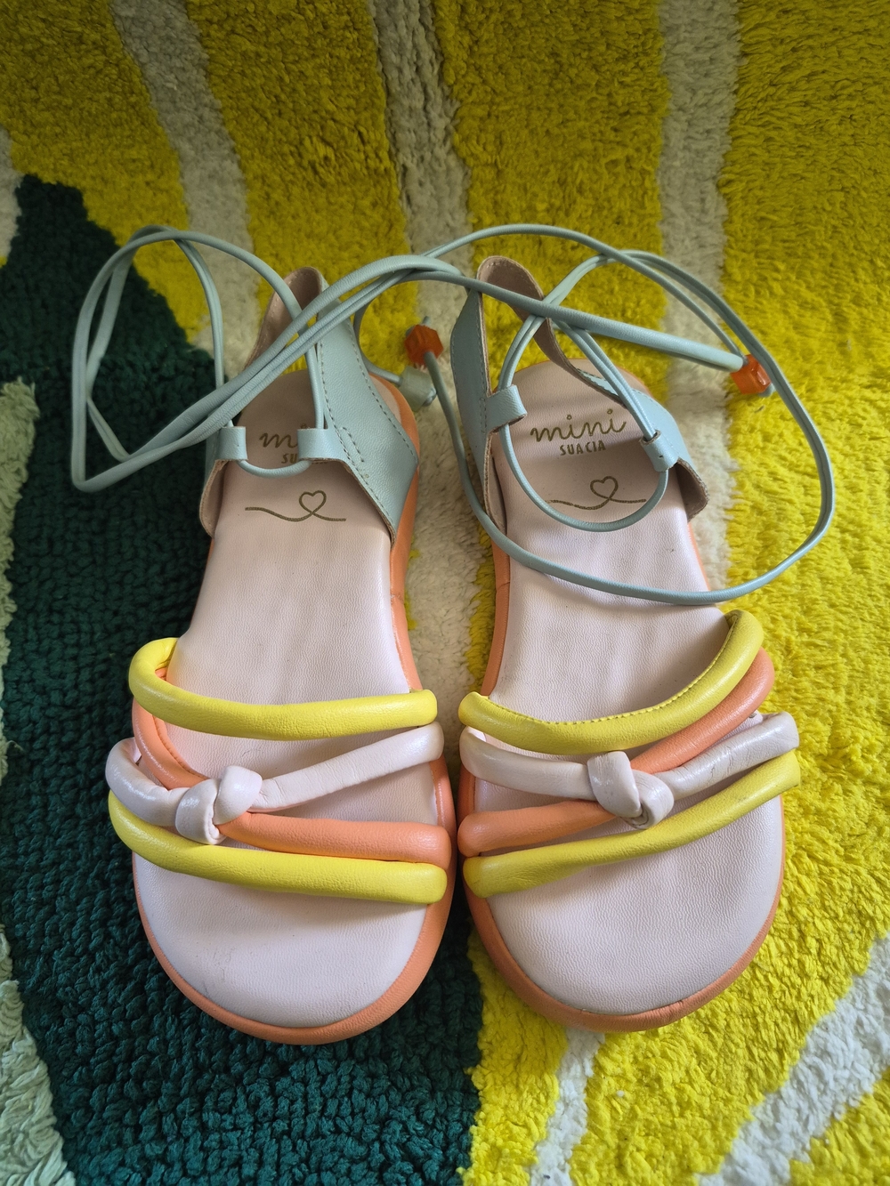 Kids Pastel Multi-Color Strappy Sandals - Yellow, Peach & Pink